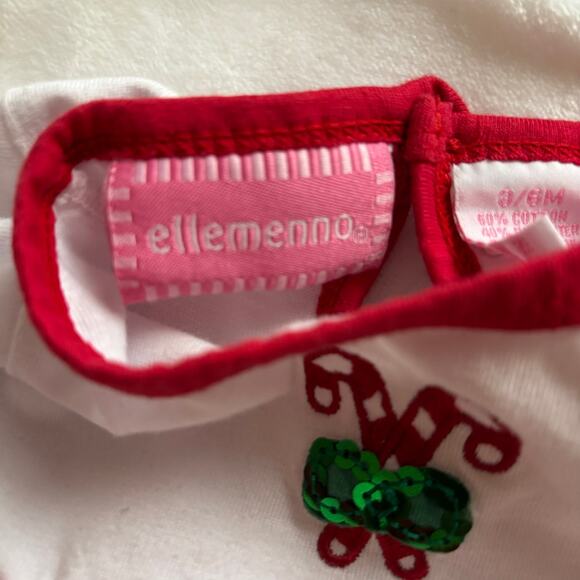Ellemenno Christmas Girls Shirt Pants Outfit Candy Cane Size 3/6 Months - Picture 4 of 5